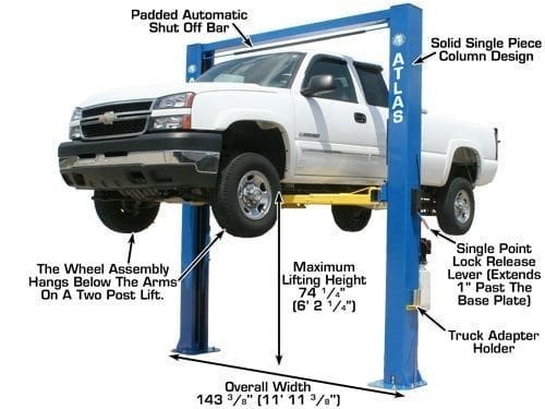 Atlas® OH-10X Ex-Tall/Ex-Wide 2 Post Lift 10,000 Lbs Atlas® OH-10X Ex-Tall/Ex-Wide 2 Post Lift 10,000 Lbs