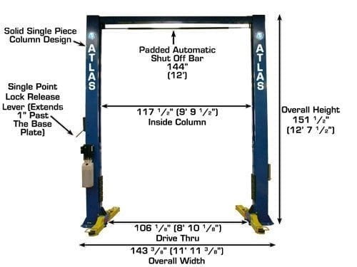 Atlas® OH-10X Ex-Tall/Ex-Wide 2 Post Lift 10,000 Lbs Atlas® OH-10X Ex-Tall/Ex-Wide 2 Post Lift 10,000 Lbs