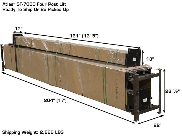 Atlas® ST-7000 Super Tall 4 Post Lift 7,000 Lbs Atlas® ST-7000 Super Tall 4 Post Lift 7,000 Lbs