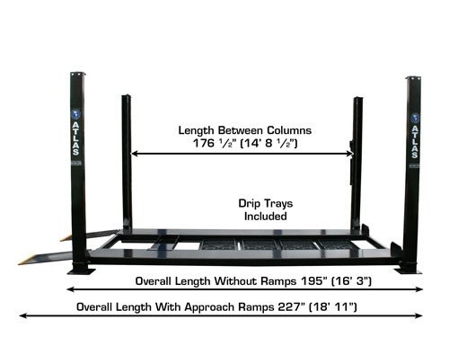 Atlas® Garage Pro 8000 Ext-L Ex-Tall Ex-Long Service/Parking 4 Post Lift 8,000 Lbs Atlas® Garage Pro 8000 Ext-L Ex-Tall Ex-Long Service/Parking 4 Post Lift 8,000 Lbs