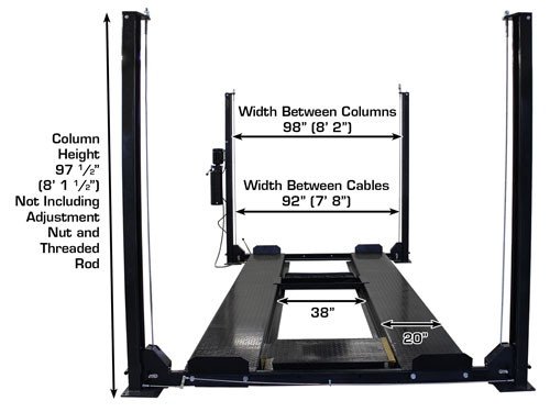 Atlas® Garage Pro 8000 Ext-L Ex-Tall Ex-Long Service/Parking 4 Post Lift 8,000 Lbs Atlas® Garage Pro 8000 Ext-L Ex-Tall Ex-Long Service/Parking 4 Post Lift 8,000 Lbs