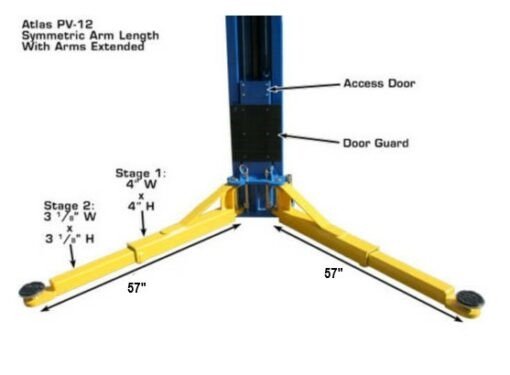 Atlas® PV12PX Adj Height Ex-Wide/Ex-Tall 2 Post Lift 12,000 Lbs Atlas® PV12PX Adj Height Ex-Wide/Ex-Tall 2 Post Lift 12,000 Lbs