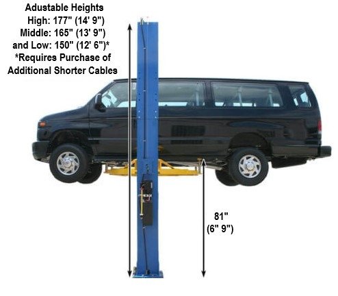 Atlas® PV12PX Adj Height Ex-Wide/Ex-Tall 2 Post Lift 12,000 Lbs Atlas® PV12PX Adj Height Ex-Wide/Ex-Tall 2 Post Lift 12,000 Lbs