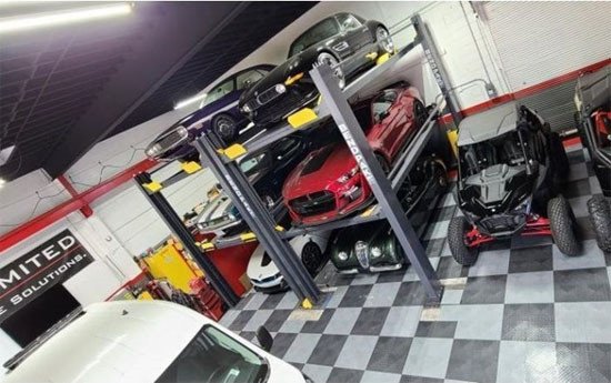 BendPak HD-973PX 9,000 & 7,000 Lb. Capacity Tri-Level Parking Lift - Extended / High Lift BendPak HD-973PX 9,000 & 7,000 Lb. Capacity Tri-Level Parking Lift - Extended / High Lift