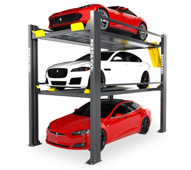 BendPak, 9000 and 7000lb. Capacity Tri-Level Parking Lift, Capacity 16000 lb, Max. Rise 12 ft, Horsepower 3 HP, Model# HD-973P