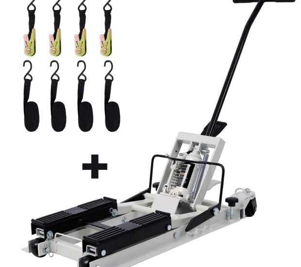 1500 lbs Capacity Hydraulic Motorcycle Lift Jack in Gray with 2-Tie Down 1500 lbs Capacity Hydraulic Motorcycle Lift Jack in Gray with 2-Tie Down