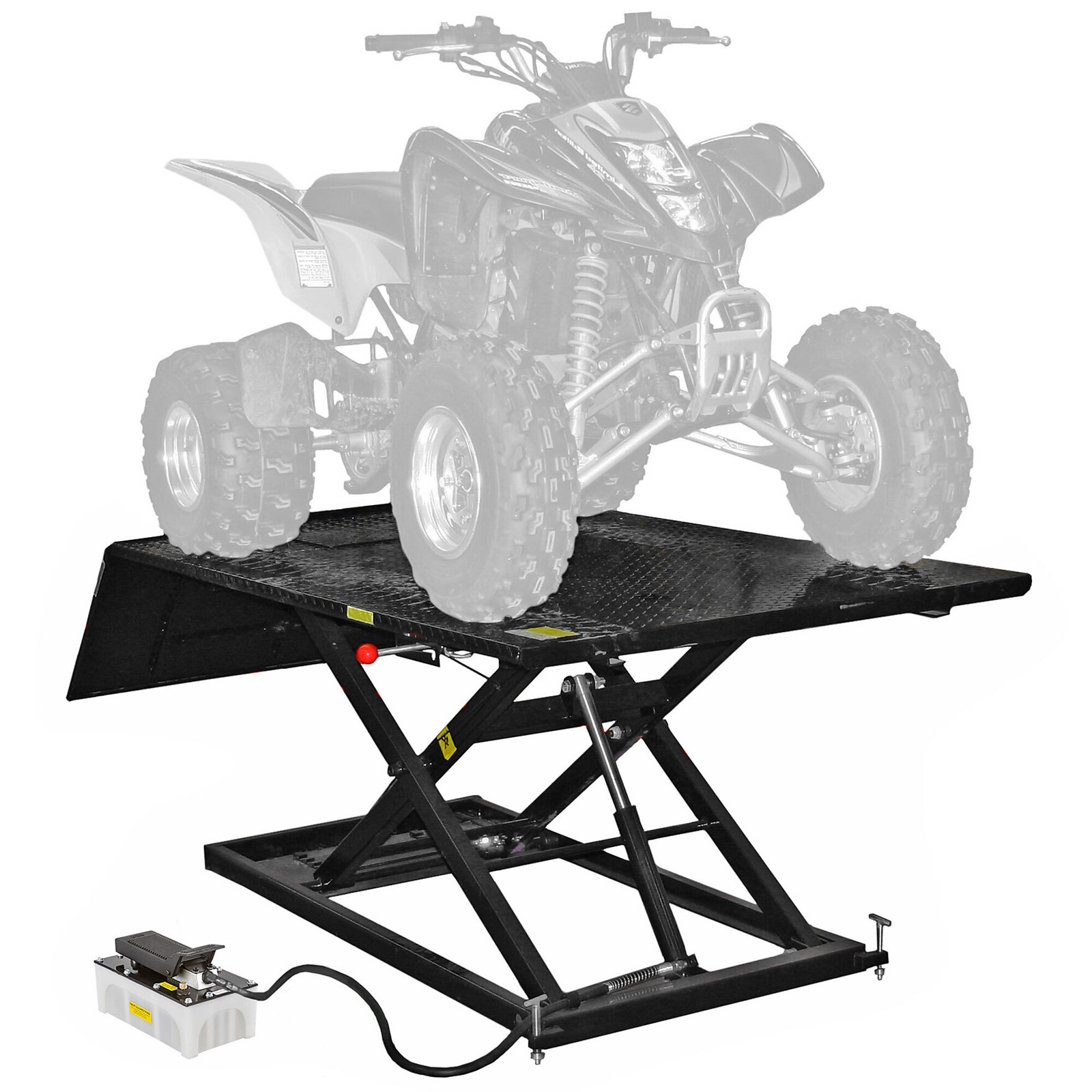 Black Widow Air/Hydraulic ATV Lift Table, 1500-Lb. Capacity, Steel, Model# BW-1500AO-V2