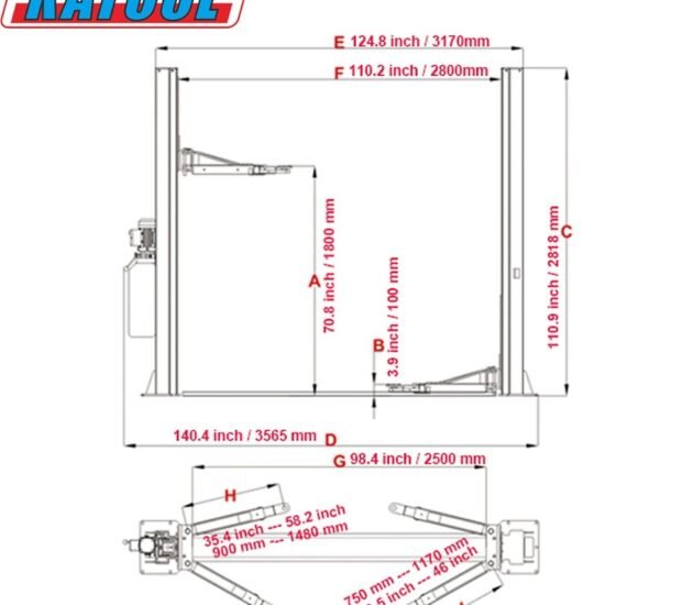 Katool 2-Post Vehicle Lift, 10,000-Lb. Capacity, 4 HP, Model# AK-H105 Katool 2-Post Vehicle Lift, 10,000-Lb. Capacity, 4 HP, Model# AK-H105