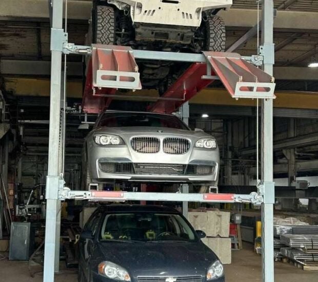 Advantage Single-Wide Triple Stacker | 3 Car Tri-Level 4-Post Lift Advantage Single-Wide Triple Stacker | 3 Car Tri-Level 4-Post Lift