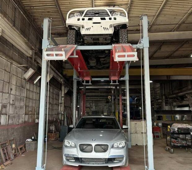 Advantage Single-Wide Triple Stacker | 3 Car Tri-Level 4-Post Lift Advantage Single-Wide Triple Stacker | 3 Car Tri-Level 4-Post Lift