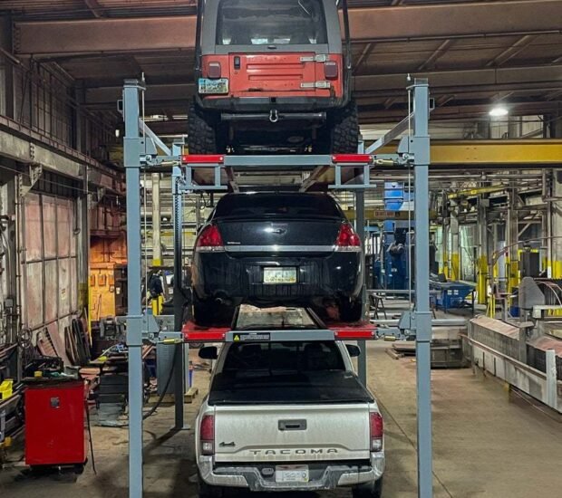 Advantage Single-Wide Triple Stacker | 3 Car Tri-Level 4-Post Lift Advantage Single-Wide Triple Stacker | 3 Car Tri-Level 4-Post Lift