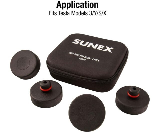 Sunex Tools Jack Pads for Tesla — Durable Rubber, Universal Fit, Slip-Resistant, 4 Pcs, Model# 66TLP4 Sunex Tools Jack Pads for Tesla — Durable Rubber, Universal Fit, Slip-Resistant, 4 Pcs, Model# 66TLP4