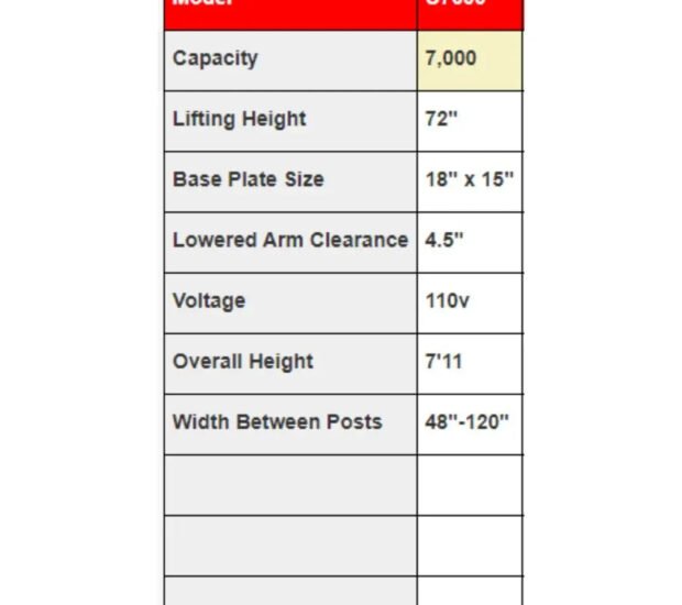 Triumph C7000 7,000 lb. Portable 2 Post Lift Triumph C7000 7,000 lb. Portable 2 Post Lift
