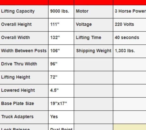 Triumph NT-9 9,000 lb. 2 Post Lift Triumph NT-9 9,000 lb. 2 Post Lift