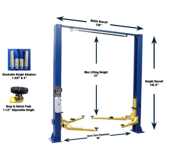Valor VP9KACX 9,000 lb 2 Post Clear Floor - Asymmetric Valor VP9KACX 9,000 lb 2 Post Clear Floor - Asymmetric
