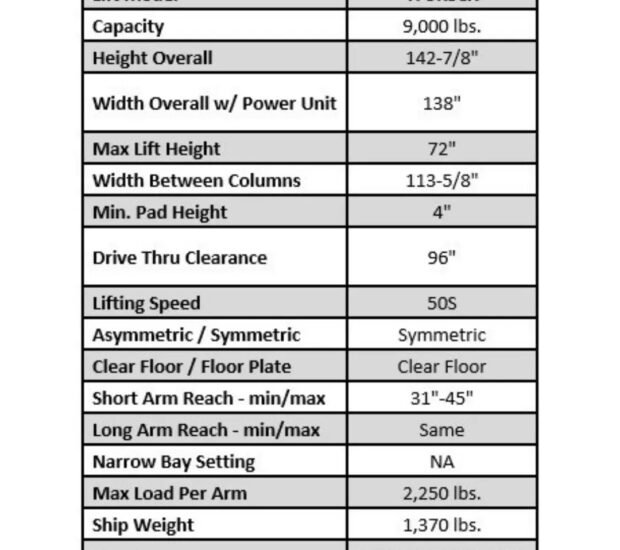 Valor VP9KSCX 9,000 lb 2 Post Clear Floor - Symmetric Valor VP9KSCX 9,000 lb 2 Post Clear Floor - Symmetric