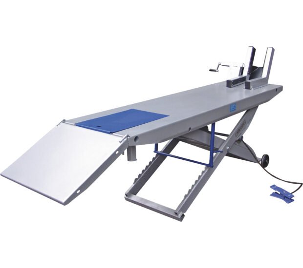 Tuxedo Air-Powered Motorcycle Lift, 1000-Lb. Capacity, Gray/Blue, Model# M-1000C