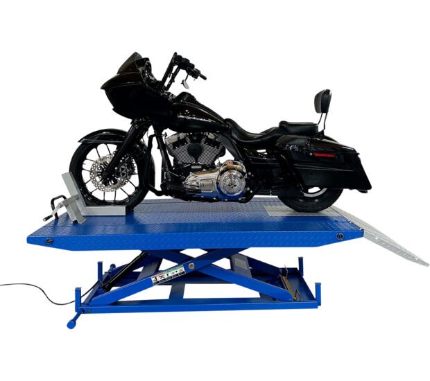 Tuxedo High-Rise Motorcycle Lift, 1500-Lb. Capacity, Blue/Gray, Model# M1500C-HR Tuxedo High-Rise Motorcycle Lift, 1500-Lb. Capacity, Blue/Gray, Model# M1500C-HR
