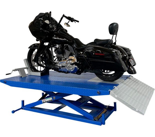 Tuxedo High-Rise Motorcycle Lift, 1500-Lb. Capacity, Blue/Gray, Model# M1500C-HR Tuxedo High-Rise Motorcycle Lift, 1500-Lb. Capacity, Blue/Gray, Model# M1500C-HR