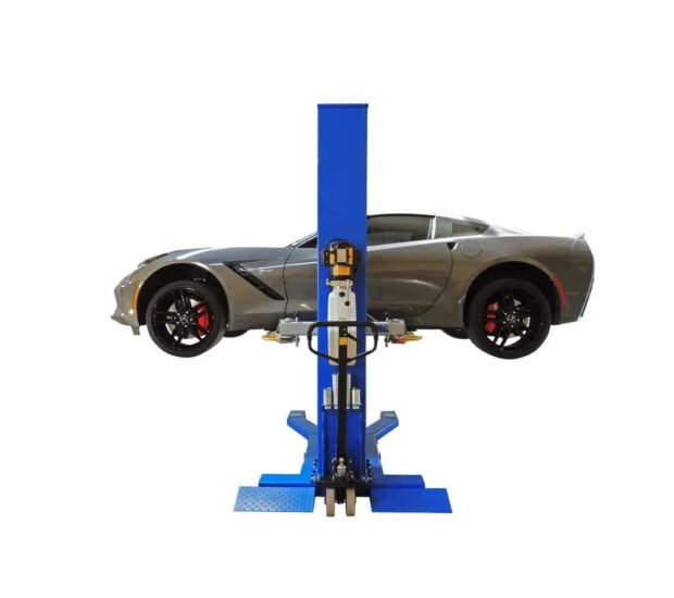 iDEAL Mobile Single Column Automotive Lift, 6000-Lb. Capacity, Blue/Gray, Model# MSC-6KLP